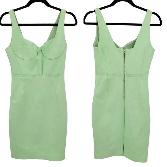Marciano Dress S Neon Lime Green Corset Scuba Bodycon Colorful Statement Rave - Picture 1 of 12